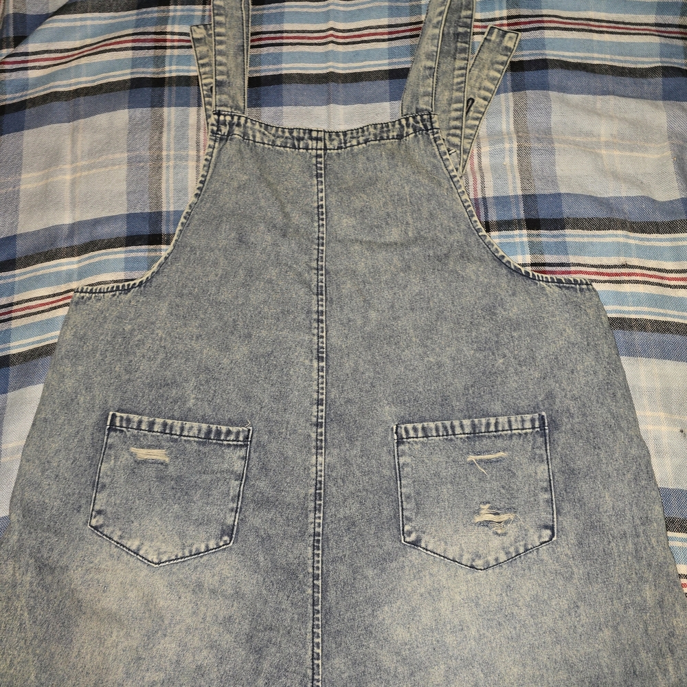 easel Light Blue Acid-Wash Denim Overalls - Picture 4 of 7